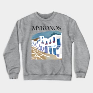 Mykonos Daytime Watercolor Crewneck Sweatshirt